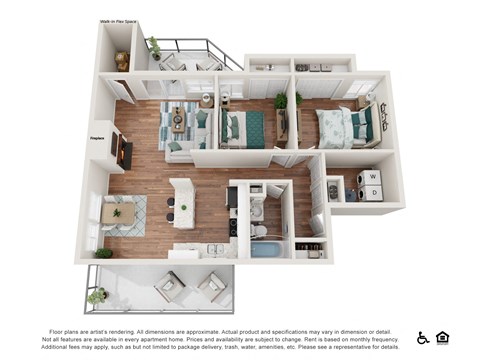 Floor plan for 2 beds, 1 bath, 1050 sqft
